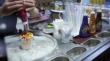 泰国夜市超好吃不能错过的炒酸奶! 配料丰富超大碗美滋滋!