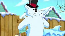 汤姆一声令下，猫队雪人全体出动，击倒杰瑞的雪人，再得一分！