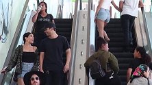 自动扶梯上搞笑，国外恶作剧，我还没有反应过来