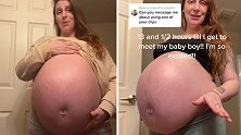 国外一名孕妇孕肚异常巨大 网友开玩笑“怀了8个”