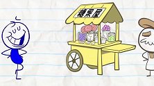 创意铅笔动画：铅笔人拿着撕碎的钱去买棒棒糖，结果好无奈