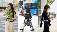 实拍杭州街拍美女，第二位绿衣小姐姐身材好到让人嫉妒！