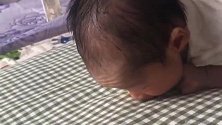 小宝宝才出生10天，没想到抬头抬得这么好，好厉害的宝宝啊！