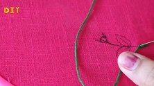 手工绣花技巧，扇形花朵的刺绣方法！