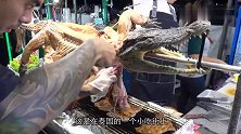 泰国人街头烤鳄鱼，看完之后才知道，原来他们这么会吃