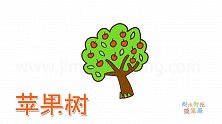 植物简笔画大全，画果实丰满的苹果树简笔画
