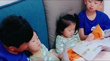 双胞胎哥哥哄双胞胎妹妹睡觉，故事讲了一半妹妹们都睡着了