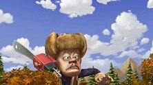 熊出没：砍个树也不消停，强哥遭到狗熊狂追，真是倒霉！