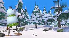 熊出没：熊二掉进雪堆里，被吉吉当雪怪，吓得吉吉赶紧逃