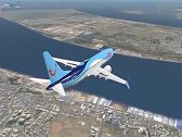 模拟波音737MAX机型降落在温州龙湾机场，途径灵昆岛和瓯江