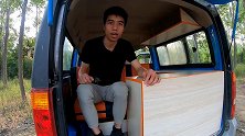 面包车也能改房车，吊柜厨房全都有，两人旅行晚上也能住得下