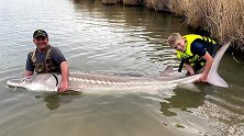 美国12岁男孩钓上一条近3米长巨大鲟鱼 追平该州记录