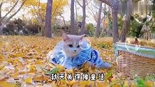 神仙小猫咪身穿洛丽塔小裙子，漫步金灿灿的银杏林，美的像童话！