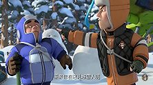 俩头熊假装雪人掩护光头强，谁料熊二打喷嚏，危急关头吉祥物出现
