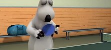 倒霉熊尽兴跟朋友打乒乓球，不小心被夹在桌子里，太尴尬了