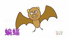 动物简笔画大全，画猪脸蝙蝠简笔画