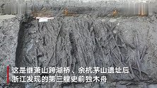 浙江余姚发现公元前2900年的独木舟 凹弧形细节清晰可见