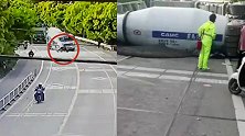 浙江嘉兴电动车转弯抢行挤翻混凝土罐车 骑手惨遭砸压命丧车身下