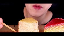 牛奶千层蛋糕的口感和颜值一样棒，太羡慕小姐姐啦
