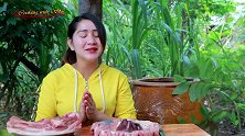 柬埔寨巧妇：拿来猪肉和猪肠，看看她是什么吃法