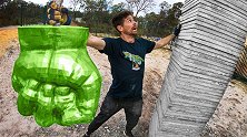 300公斤重实心钢拳有多强？当它砸向混凝土堆栈，太震撼了！