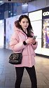 温柔漂亮的粉色羽绒服小姐姐是淼淼啊 街拍美女 秋冬穿搭