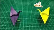 白鹭折纸方法，简单有趣的幼儿园亲子手工