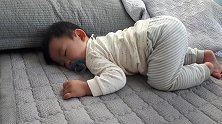 7个月的宝宝玩累了趴着就睡，撅起小屁屁的姿势萌炸了！