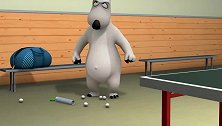 倒霉熊：尽兴跟朋友打乒乓球，不小心被夹在桌子里，太尴尬了！