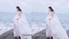 关晓彤纱裙下长腿若隐若现，海边光脚似人鱼公主，网友心疼气温低