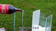 将小苏打和可乐平分在水缸中，挡板揭开的一瞬间，画面太炫酷！