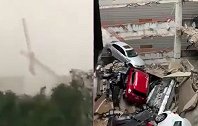 美国一起重机被强风吹倒砸塌公寓致1死6伤 目击者拍下惊险瞬间