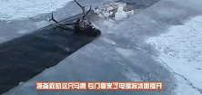 狗狗掉进结冰的河面，冻得奄奄一息，危急关头让人感动的一幕发生