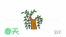 自然简笔画大全，画春天的柳树简笔画