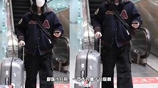 刘雯走机场难得换风格，穿蓝色字母棒球服工装裤，好似街头少女