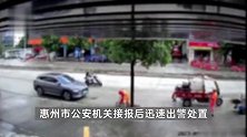惠州两环卫工人被撞飞致1死1伤，交警：肇事者低头找充电线，已被刑拘