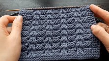 这种简约规整的花样用处很广，浮雕小蝉针编织教程，可织男士毛衣
