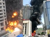 陕西宝鸡一在建工地突发大火 熊熊火焰高达数米