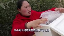用“冻梨”榨汁是啥味？小妹8个一起榨，一边吃一边喝，真会享受