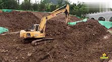 挖掘机视频第二弹，挖掘机施工挖土、清理河道，宝宝喜欢看工程车