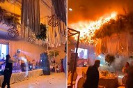 墨西哥：喜剧变悲剧！一婚礼现场装饰着火，天花板几秒被大火吞没