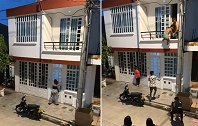 男子在女友“查岗”时将情人从楼上扔下，并让其藏路边纸箱内