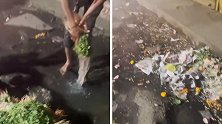 印度：一男子被拍到用下水道污水清洗蔬菜，警方立案调查