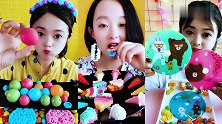 可爱美女直播吃彩色巧克力球，CD巧克力，是我向往的生活