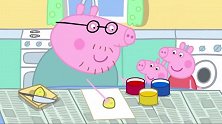 小猪佩奇：猪爸爸是画家，拿出他的小桌板去画画，佩奇好好欣赏吧