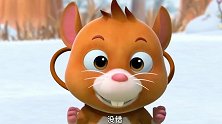 萌鸡小队：小睡鼠和麦奇一起滚雪球，麦奇给了他新手套，带上暖和
