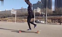 长板女神,身轻如燕,轻盈刷板!玩长板的女孩子太帅了
