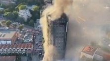 意大利：黑烟滚滚直冲天际！一栋20层住宅突发大火