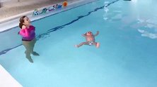 妈妈把7个月大的宝宝放在水池中，接下来他的反应，太惊喜了！