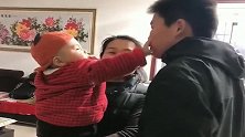 小舅舅一惹外甥，奶凶奶凶的外甥就急了，一个动作霸气十足！